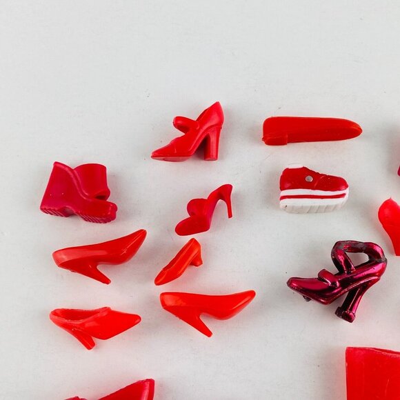 Barbie Size Type Doll Shoe Accessories Red Mismatched Shoes Lot - Picture 14 of 16